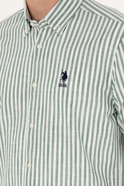U. S. Polo Assn / Мужская рубашка цвета хаки с длинным рукавом - U.s. polo assn фото 7