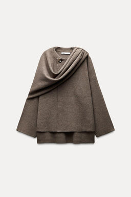SHORT KNITTED COAT WITH SCARF - Zara фото 18