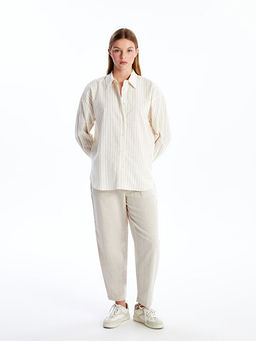 ?izgili Uzun Kollu Oversize Kad?n G?mlek