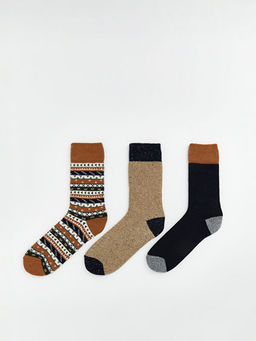 Desenli Y?n Kar???ml? Erkek Soket ?orap 3l?