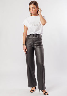 Футболка из премиального хлопка с принтом пайетками - Vilatte фото 5