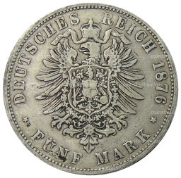 5 марок 1876 года C Германия (Пруссия)