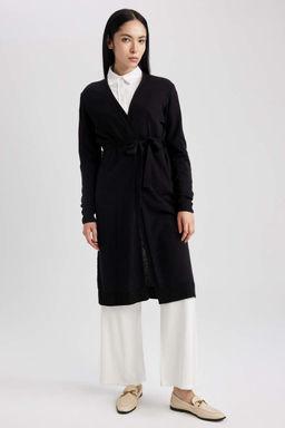 Кардиган стандартного кроя с V-образным вырезом - Defacto фото 2