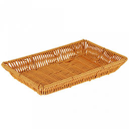 Корзина-сухарница плетеная Кондитер 27х17см h3,8см, полипропилен, медовый, металлический каркас, форма прямоугольная (Китай)