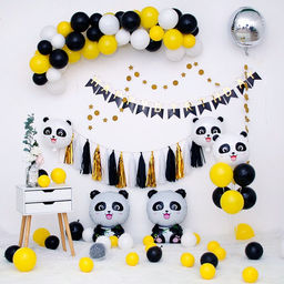 Цена за 3 шт. Воздушный шар фольгированный 27" «Панда», фигура