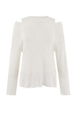 Wardrobe Essentials Ekru Kay?k Yaka Oversize 2li Atlet-Bluz Triko Ince Bluz TWOSS26BZ00283