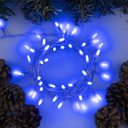 Гирлянда Нить 5 м с насадками Игла, IP20, прозрачная нить, 50 LED, свечение синее, 8 режимов, 220 В