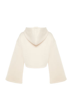 Ac?k Tas Kal?n Ici Polarl? Rahat Kesim Crop Ispanyol Kol Kapusonlu Orme Sweatshirt TWOAW24SW00284