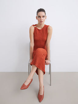 Bisiklet Yaka B?zg?l? Bodycon Elbise