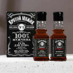 Подарочный набор косметики Крутой мужик, гель для душа и шампунь для волос во флаконах виски, 2?100 мл, Чистое счастье  фото 2