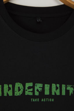 TRENDYOL MAN Siyah Oversize/Genis Kesim Bask?l? Kal?n %100 Pamuk Tok Kumas T-shirt TMNSS25TS00027 - Trendyolmilla фото 4