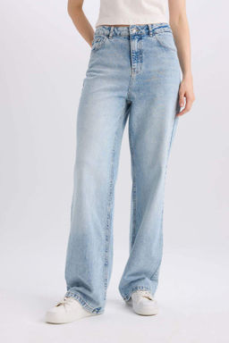 90s Wide Leg Yuksek Bel Uzun Jean Y?kamal? Pantolon - Defacto фото 2