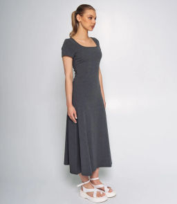 Платье #КТ68012, тёмно-серый меланж