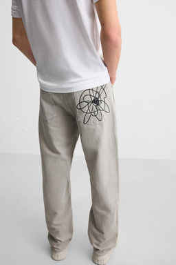 FLORAL PRINT STRAIGHT-LEG JEANS - Zara фото 5