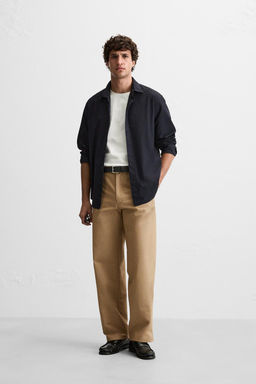 COTTON/LINEN PLEATED TROUSERS