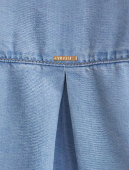 Укороченная блузка с кулиской из джинсового лиоцелла - Vilatte фото 5