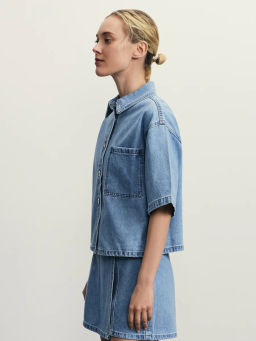 Джинсовая рубашка с коротким рукавом / Zarina  фото 12