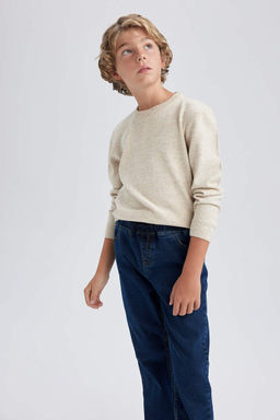 Трикотажный свитер обычного кроя с круглым вырезом для мальчика - Defacto фото 4
