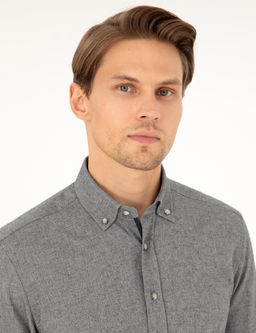 Рубашка Slim Fit с длинным рукавом серая