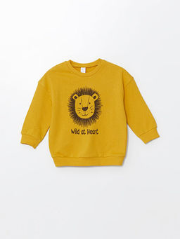 Bisiklet Yaka Uzun Kollu Bask?l? Erkek Bebek Sweatshirt