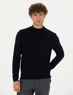 Lacivert Slim Fit Yar_m Bal_k__ Yaka Triko Kazak - Pierre cardin фото 3