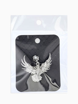 Брошь "Калибри с цветком", цвет белый в серебре