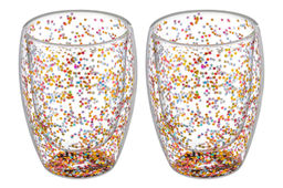 Набор 2 стаканов 350 мл 9*9*11,5 см "Crystal glass" с двойными стенками и декором из глиттера