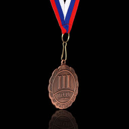 Медаль призовая 001 диам 5 см. 3 место. Цвет бронз. С лентой - Командор фото 3