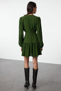 Trendyolmilla Koyu Yesil Duz Dokuma Elbise TWOAW24EL00550 фото 5
