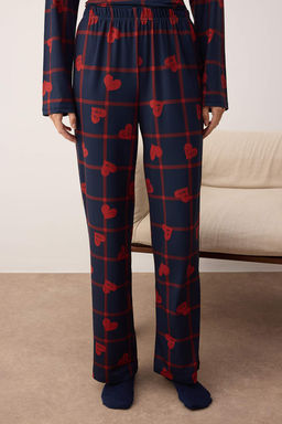 Lacivert Kalpli Yumusak Tuse Orme Pijama Tak?m? THMAW26PT00045
