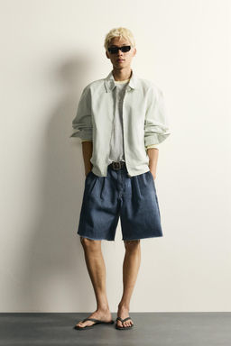 BERMUDA RELAXED FIT LAVADO IRREGULAR / Azul