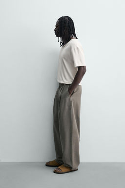 PANTAL?N BALLOON FIT PLIEGUES CINTUR?N / Verde gris - Zara фото 4