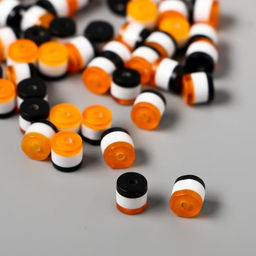 Бусины для творчества пластик "Цилиндр чёрно-рыжий-белый" набор 10 г, 0,6х0,55х0,55 см