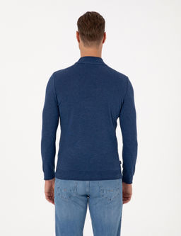 _ndigo Melanj Slim Fit Yar_m Bal_k__ Yaka Basic Triko Kazak