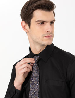 Siyah Regular Fit Uzun Kollu Klasik G_mlek