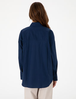 Lacivert Oversize Uzun Kollu G_mlek