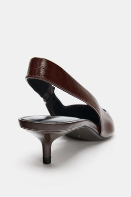 LEATHER SLINGBACK HEELS - Zara фото 7