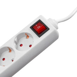 Удлинитель Luazon Lighting, 4 розетки, 10 м, 10 А, 2200 Вт, 3х0.75 мм2, с заземлением, с выключателем, белый