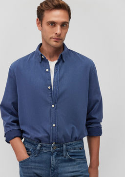 Lacivert Tencel TM Lyocell Gomlek