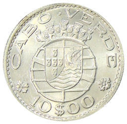 10 эскудо 1953 года Кабо-Верде (Португальская колония)