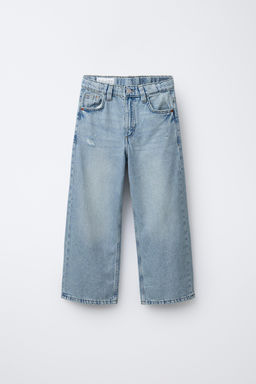 JEANS WIDE LEG TEXTO BORDADO / Azul claro - Zara фото 2