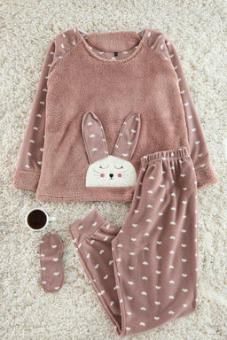 Trendyolmilla Lila 3lu Kalpli Uyku Bantl? Polar K?sl?k Orme Pijama Tak?m? THMAW21PT0666