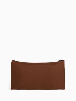 Цена за 3 шт. Косметичка-пенал на молнии, плоская, маленькая, однотонная, коричневая