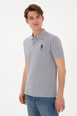 Erkek Slim Fit Polo Yaka Gri Melanj Basic Ti__rt Sepette S_rpriz _ndirim - U.s. polo assn фото 4