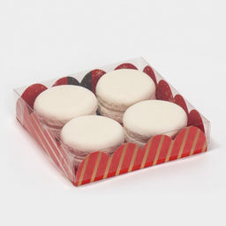 Цена за 5 шт. Коробка для кондитерских изделий новогодняя с пластиковой крышкой «С Новым годом», 13×13×3 см