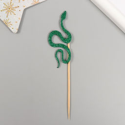 Фигурка - декор на палочке «Зелёная змея», 12.5 см, топперы набор 6 шт.