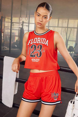 Укороченная майка с принтом DeFactoFit с круглым вырезом фото 3