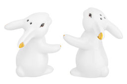 Набор д/специй 2 пр. 5,5*5,5*8 см "Кролики обнимашки" белый с золотом