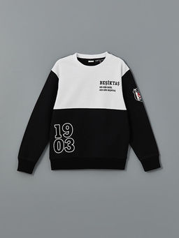 Bisiklet Yaka Be?ikta? Bask?l? Erkek ?ocuk Sweatshirt