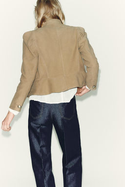 FAUX SUEDE PADDED SHOULDER BLAZER - Zara фото 6